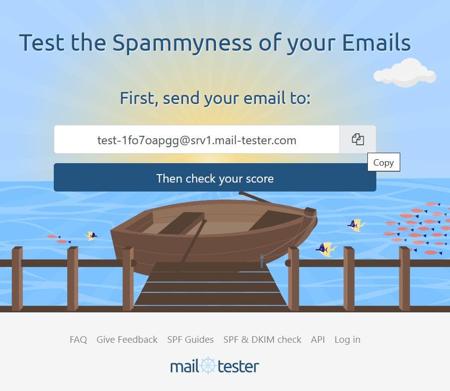 Using mail-tester, Step 1